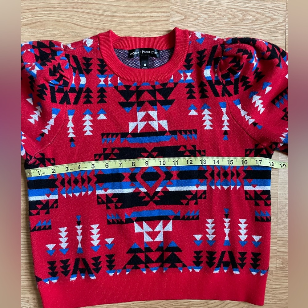 Aqua Pendleton Red Sweater Small - image 8